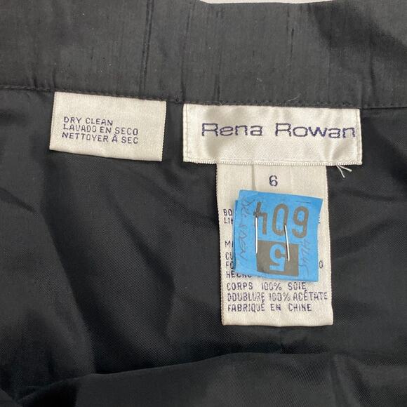 Rena Rowan for Saville Women's Size 6 Silk Skirt Black Lined Midi Length Pencil - Picture 6 of 10